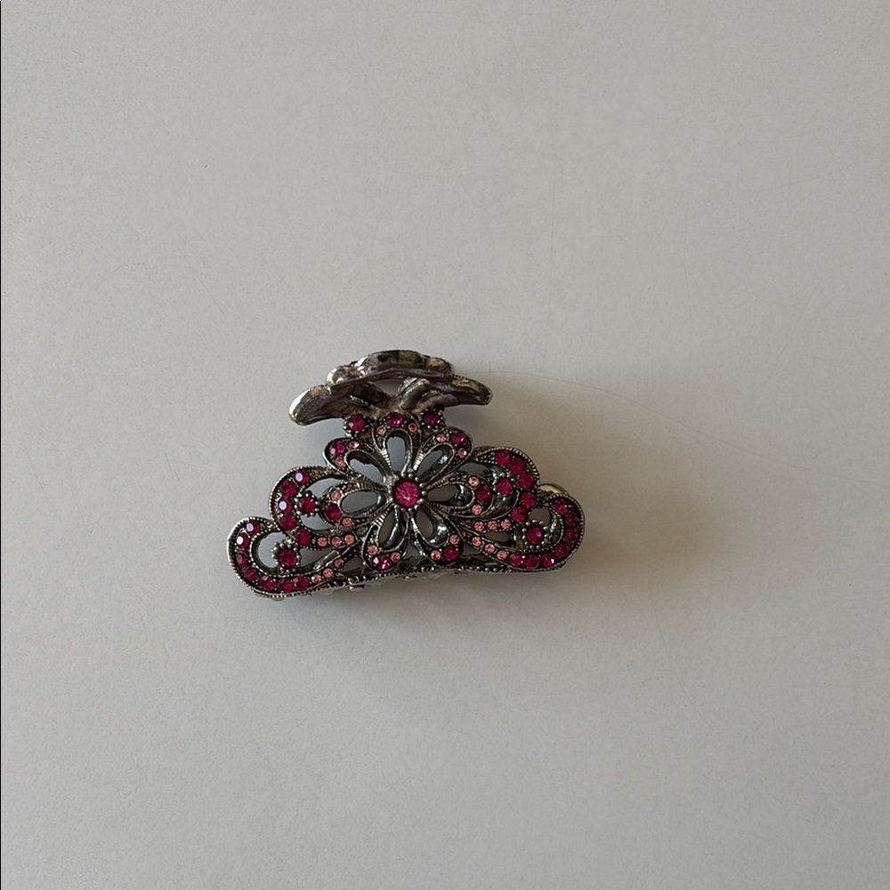 Elegant Silver and Red Hair Clip